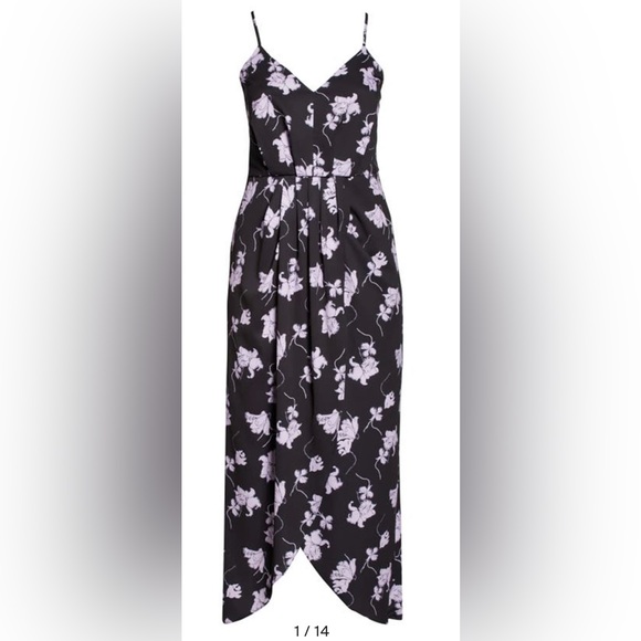 CHELSEA28 Black and Purple Faux Wrap Camisole Dress size XXS (00)NWT - Picture 7 of 14